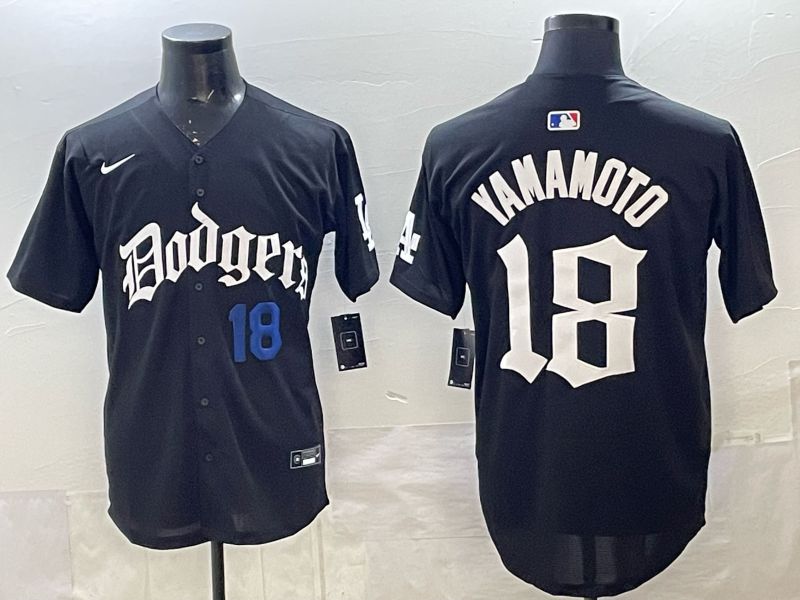 Men 2026 Nike Los Angeles Dodgers #18 Yamamoto Black Game MLB Jersey 018